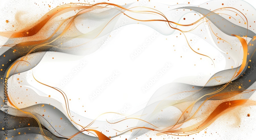 Poster abstract wave design with orange and black flowing lines and particles