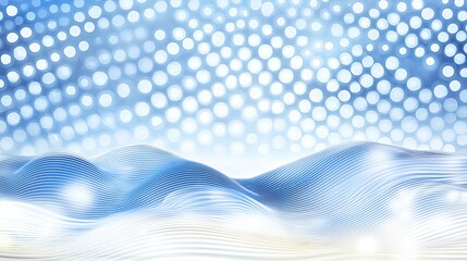 Abstract Winter Hillscape with Soft Blue and White Snowflakes