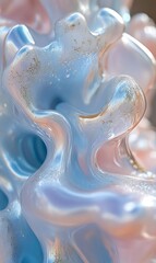 Abstract Liquid Art Pastel Blue Pink Gold Texture