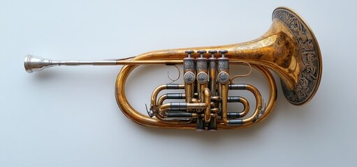 Obraz premium Antique Gold Flugelhorn with Intricate Engravings