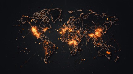 Global network map with illuminated connections