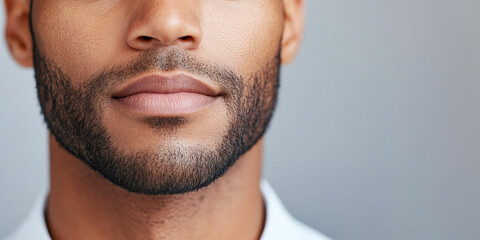 Close-up of Man's Lower Face with Short Beard
