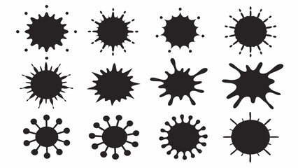 A collection of diverse and unique black splash shapes, perfect for creative design projects.