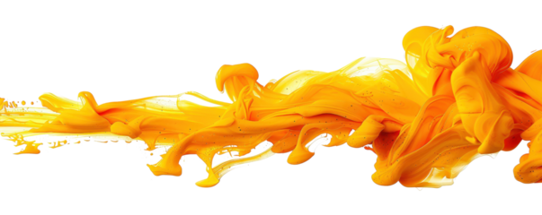 Vibrant Yellow Paint Splash Isolated on Black Background Creating Dynamic Flowing Patterns for Artistic Projects