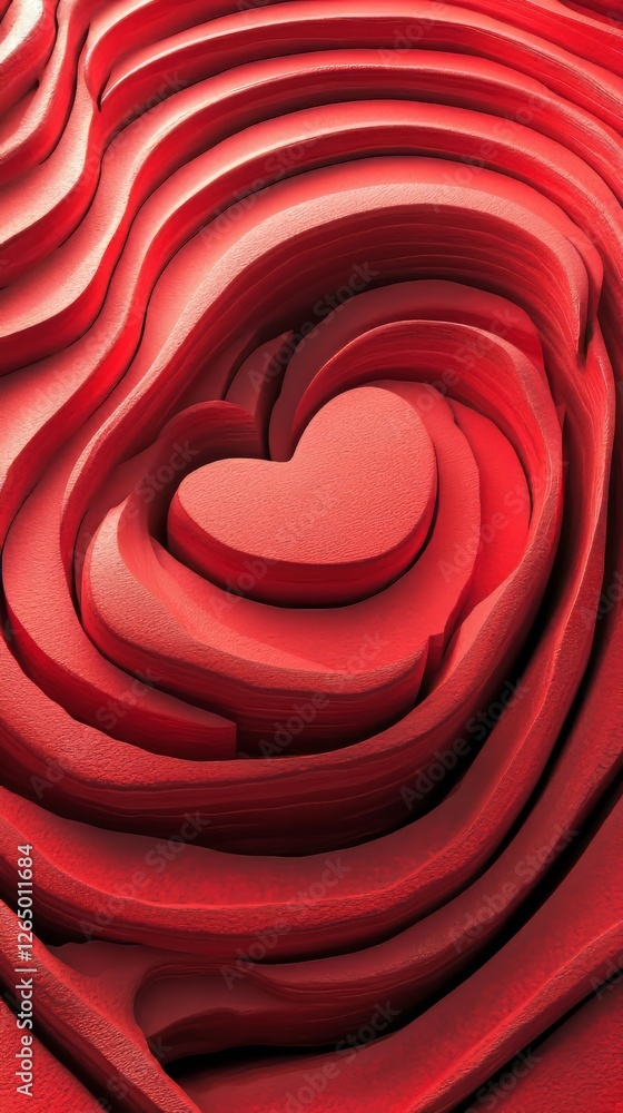 Poster valentine's day symbols of love are depicted in a 3d rendering on a red background for a product pod