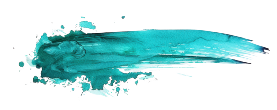 Vibrant Turquoise Paint Stroke with Splash Effect for Artistic and Creative Design Projects and Backgrounds