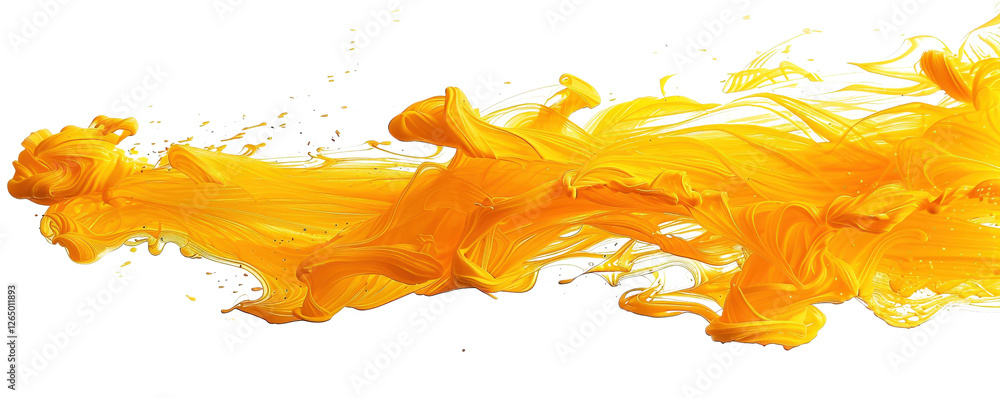 Poster vibrant flowing yellow paint on black background creating dynamic artistic texture and movement