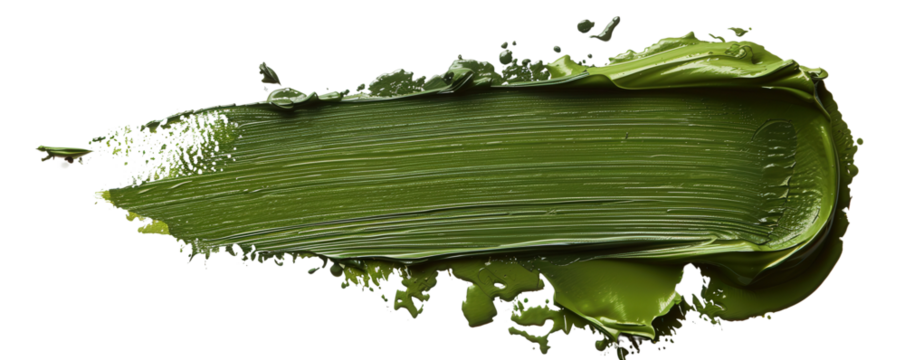 Vibrant Green Paint Stroke Isolated on Black Background for Artistic and Creative Design Projects