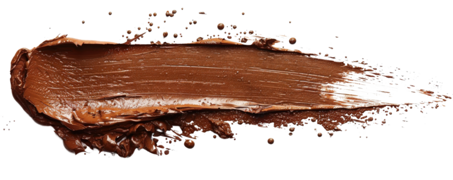 Smooth and Rich Chocolate Brown Blob of Melted Chocolate Spread on White Background for Culinary and Food Photography