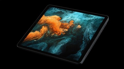 foldable tablet with a flexible screen that expands into a larger display, featuring a clean, seamless hinge for durability.