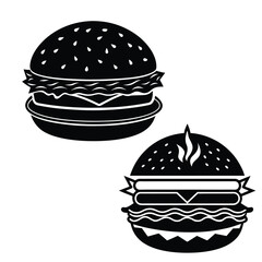 Hamburger Fast Food Icons,big burger, hamburger hand drawn vector illustration