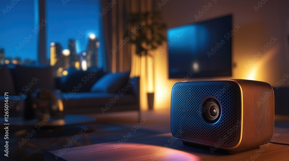 Poster projector with a stylish exterior, high-definition output, and built-in streaming capabilities for a