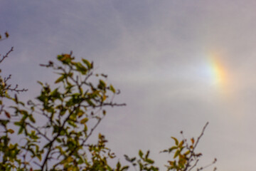 Little part of rainbow in sky