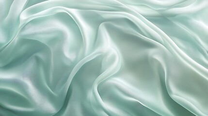 Fototapeta premium Draped Light Green Silk Fabric Showing Texture