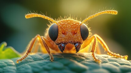 Orange ant macro, leaf, sunset, nature, poster