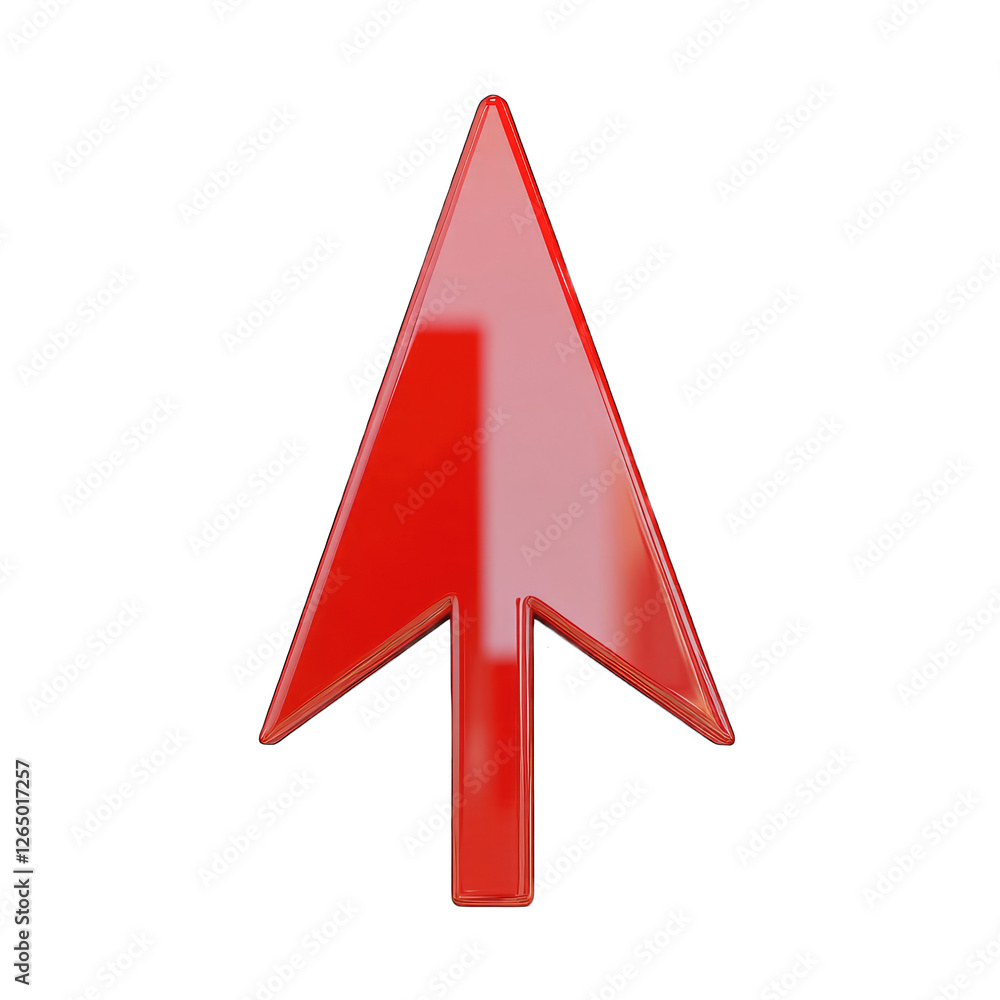 Poster red up arrow wooden style design icon isolated on transparent background