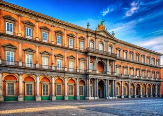 Fototapeta premium Majestic Royal Palace of Naples, Italy: Front Facade with Ample Copy Space