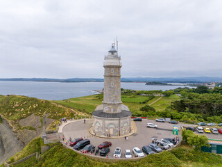 Faro de Cabo Mayor en la bahia de Santander, Cantabria