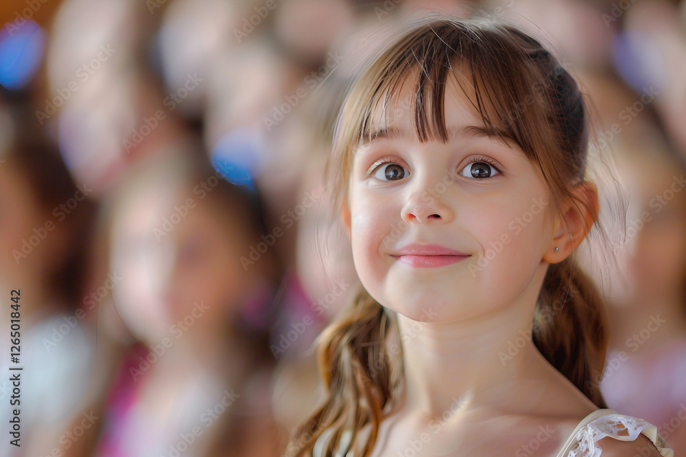 Poster cute kid on stage ready for performance on stage generative ai image