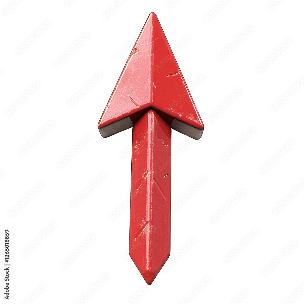 Poster red up arrow wooden style design icon isolated on transparent background