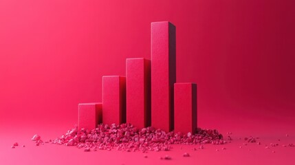 Ascending Pink Bar Graph Chart Growth Success Progress Business Concept Minimalist 3D Render