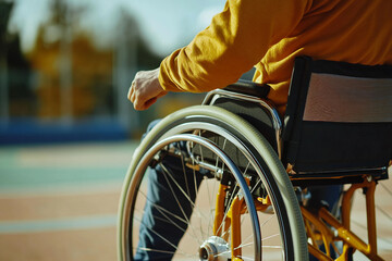 Obraz premium Disabled athlete participating in wheelchair made with generative AI