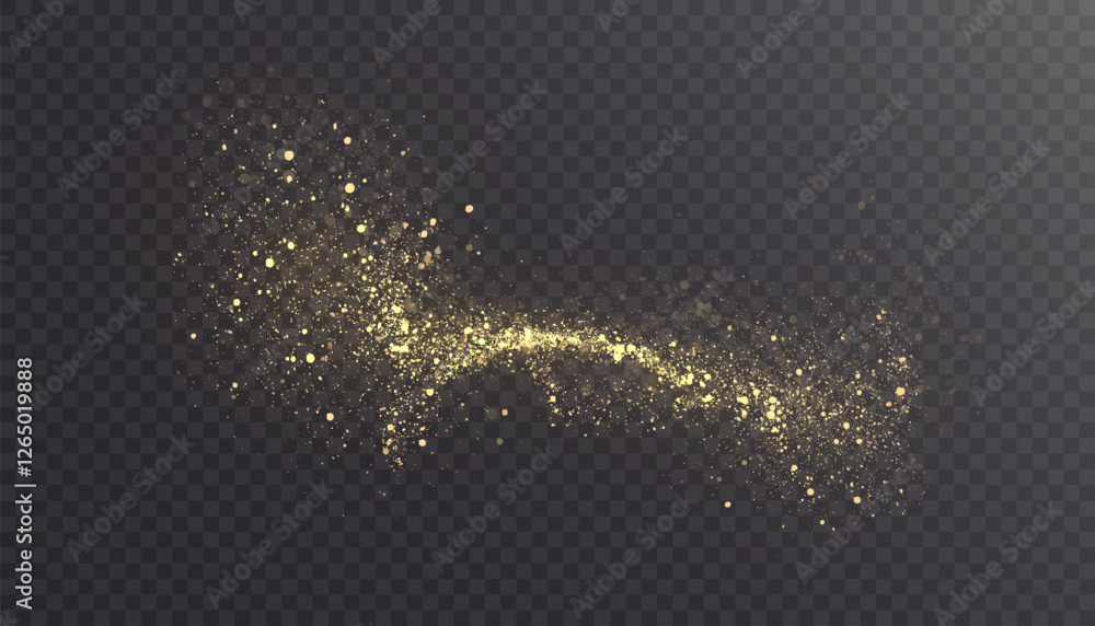 Aufkleber Golden magic light effect of glowing dust cloud with many sparkling bokke and shimmering light effects. Magic golden explosion. Vector