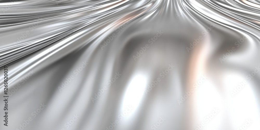 Poster shiny silver liquid abstract background with flowing curves and metallic texture