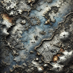 Abstract metallic texture resembling fantasy world map with rivers and continents
