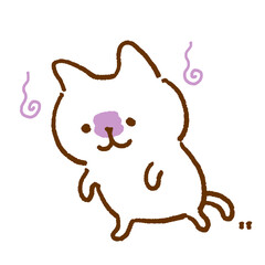 どんよりと落ち込む白猫のキャラクターイラスト