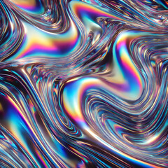 Iridescent holographic colorful abstract wavy background flowing texture