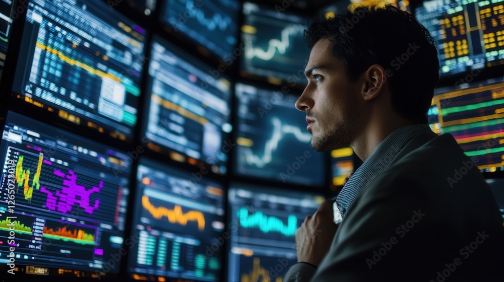 Poster hedge fund algorithm monitoring volatility indexes and financial derivatives