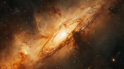 photograph capturing the majestic spiral arms of the Andromeda Galaxy, showcasing its countless stars, glowing nebulae,