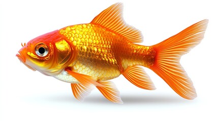 Fototapeta premium Vibrant Orange Goldfish Aquatic Animal Photo pet fin red wet sea tail 