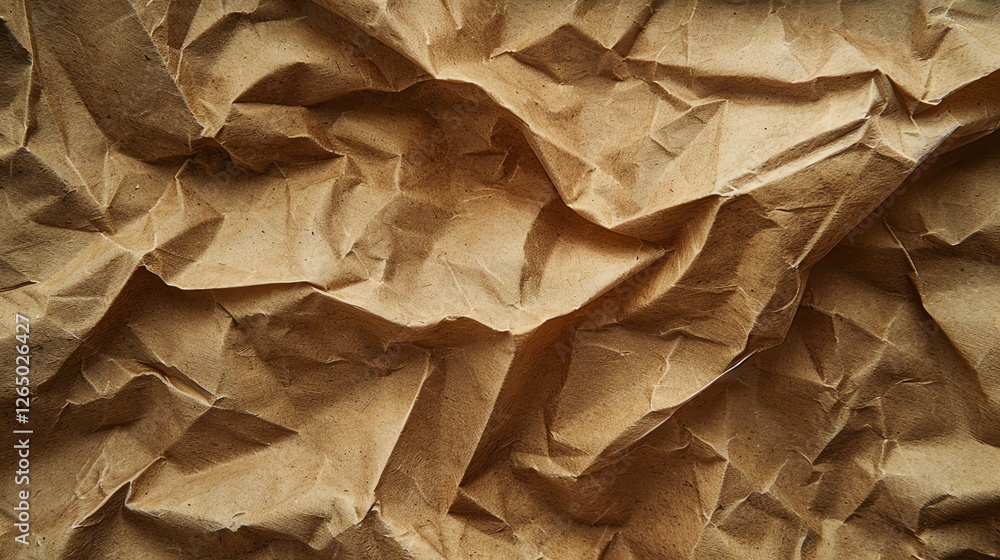 Poster A close-up of crumpled brown paper, showing the texture and creases.