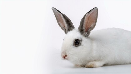 Fototapeta premium 白いうさぎと白い背景