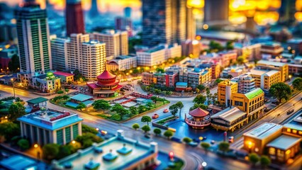 Obraz premium Miniature Maximalist Modern Design Poster, Tilt-Shift Photography