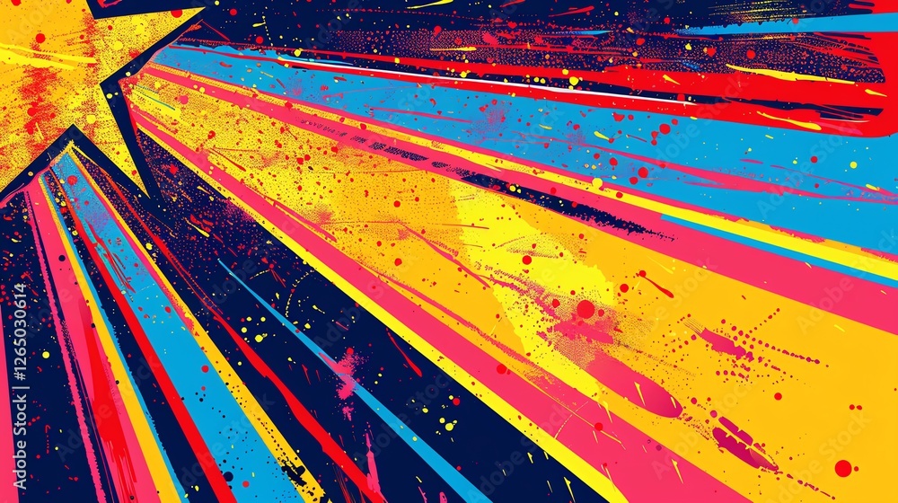 Poster a colorful abstract pattern with a yellow star.