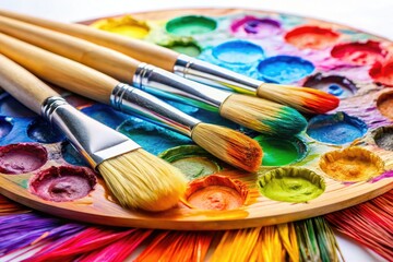 Obraz premium Long exposure captures the dance of paint and brushes, creating a mesmerizing artistic still life on the palette.