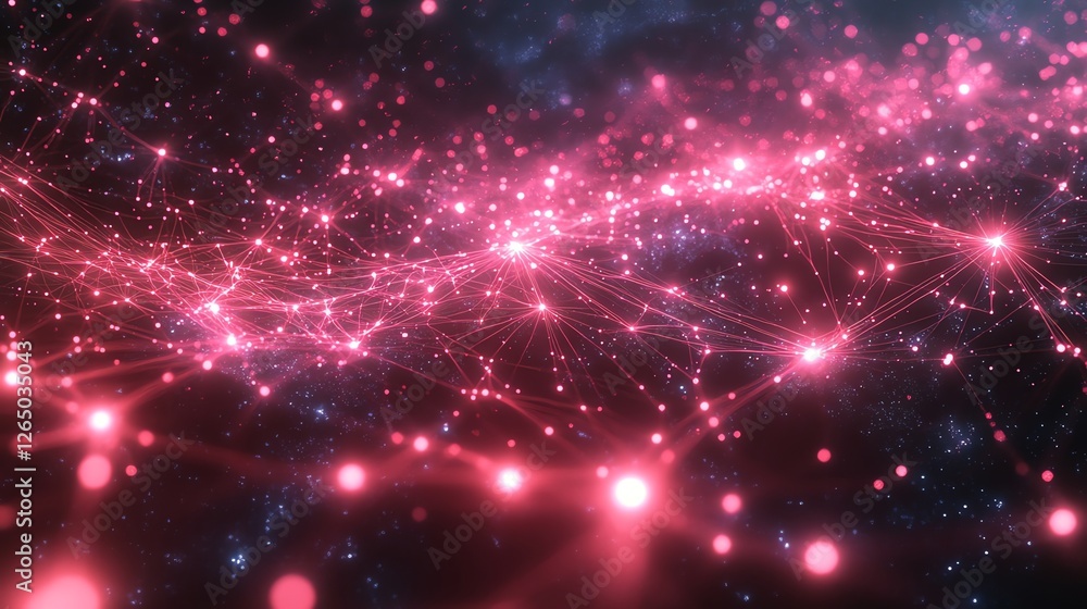 Poster abstract pink network digital art background red web dots data neon