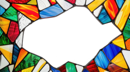 Stained glass mosaic frame, border transparent inside