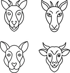 Animals head icon pack line art vector illustration.