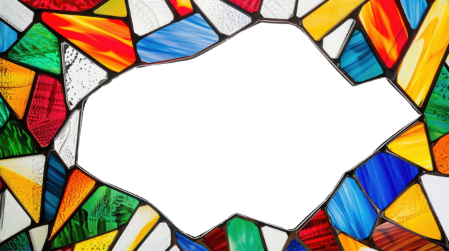Stained glass mosaic frame, border transparent inside - Powered by Adobe