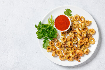 deep fried battered baby squid rings and tentacles