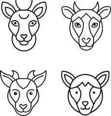 Animals head icon pack line art vector illustration.