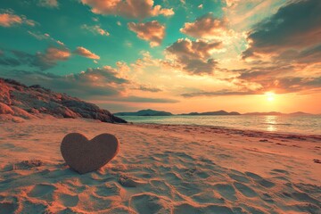 Against a backdrop of blue sky and clouds, a woman raises her hands in a heart shape, embodying the ideas of global kindness, charity, friendship, and love on Valentine's Day