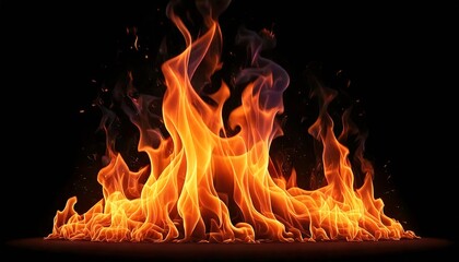 Obraz premium Fire flames on black background