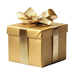 Fototapeta premium golden gift box isolated on Transparent PNG