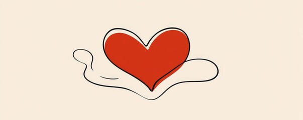 A heart symbolizing abstract love is depicted in a modern illustration through a continuous line art drawing