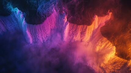Niagara Falls at dusk, with cascading water illuminated by colorful artificial lights.